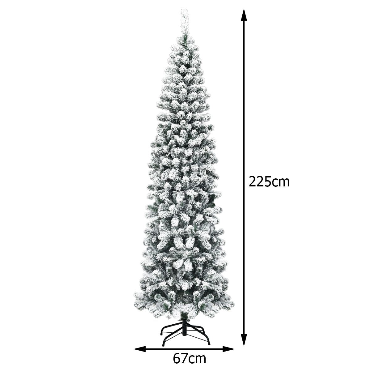 Coast Weihnachtsbaum Bleistift - Mit Schnee, 350 LEDs & 641 Zweigen - 225 cm - PVC/Metall - Grün/Warmweiß