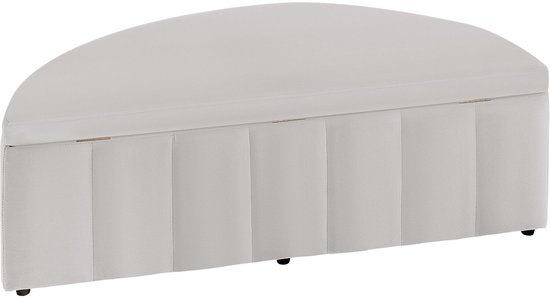 tectake® Polsterbank „Moon“ – Hocker mit Stauraum – Großes Staufach – Halbmondform – Sitzbank – 108 x 48 x 38,5 cm – Belastbarkeit 150 kg – Samt, Taupe