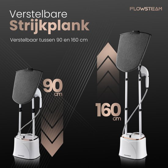 Flowsteam PRO Wäschedampfer – 1950 W – 2,2 L – 150 min – Inkl. Bügelbrett - Weiß