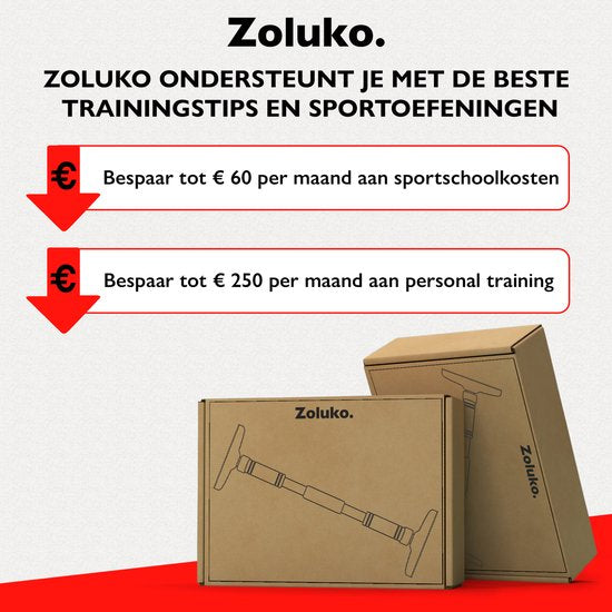 Zoluko Professional Klimmzugstange - 200kg Tragkraft - Inkl. E-Book - Einfache Befestigung - Klimmzugstange Fitness - Klimmzugstation für den Heimsport - Klimmzugstange - Schwarz/Rot