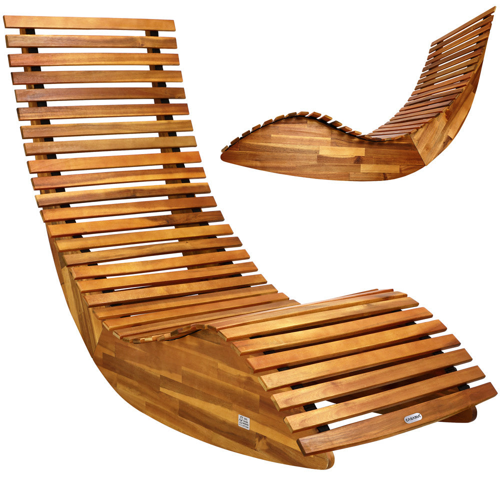 Casa Ergonomische Sonnenliege - Akazienholz FSC zertifiziert - 2 STÃœCK - 150x60x93cm