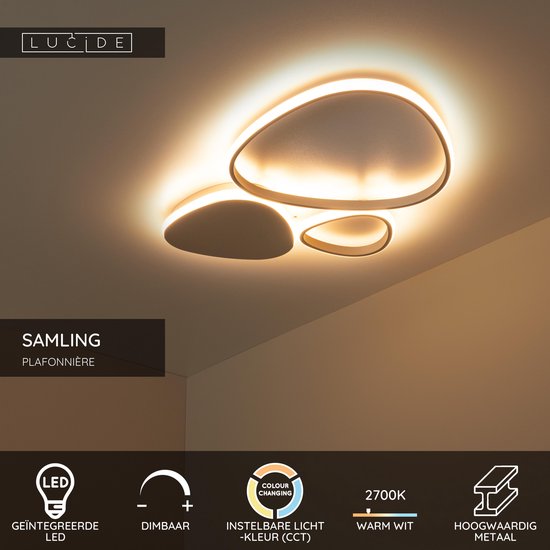 Lucide SAMLING – Deckenleuchte – LED, dimmbar – CCT – 1x30 W, 2700 K/4000 K – Taupe