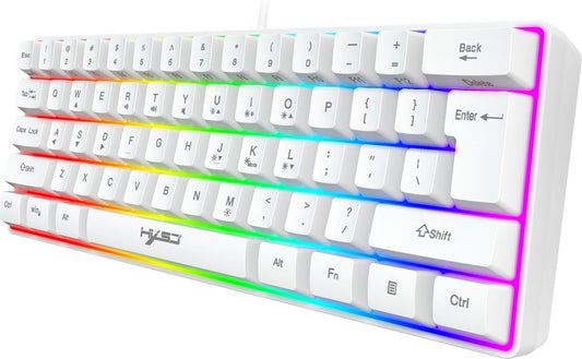 HXSJ - Gaming Tastatur - V700 RGB - Membran kabelgebunden - 61 Tasten - TKL - Qwerty - Weiß