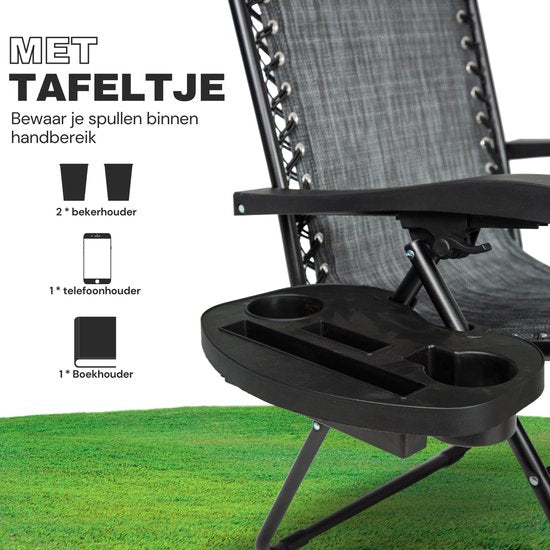Vaive Luxury Garden Chairs Duo Set - Verstellbarer Gartenstuhl und Liege - 30°-90° verstellbar - Garten - Metall - Schwarz