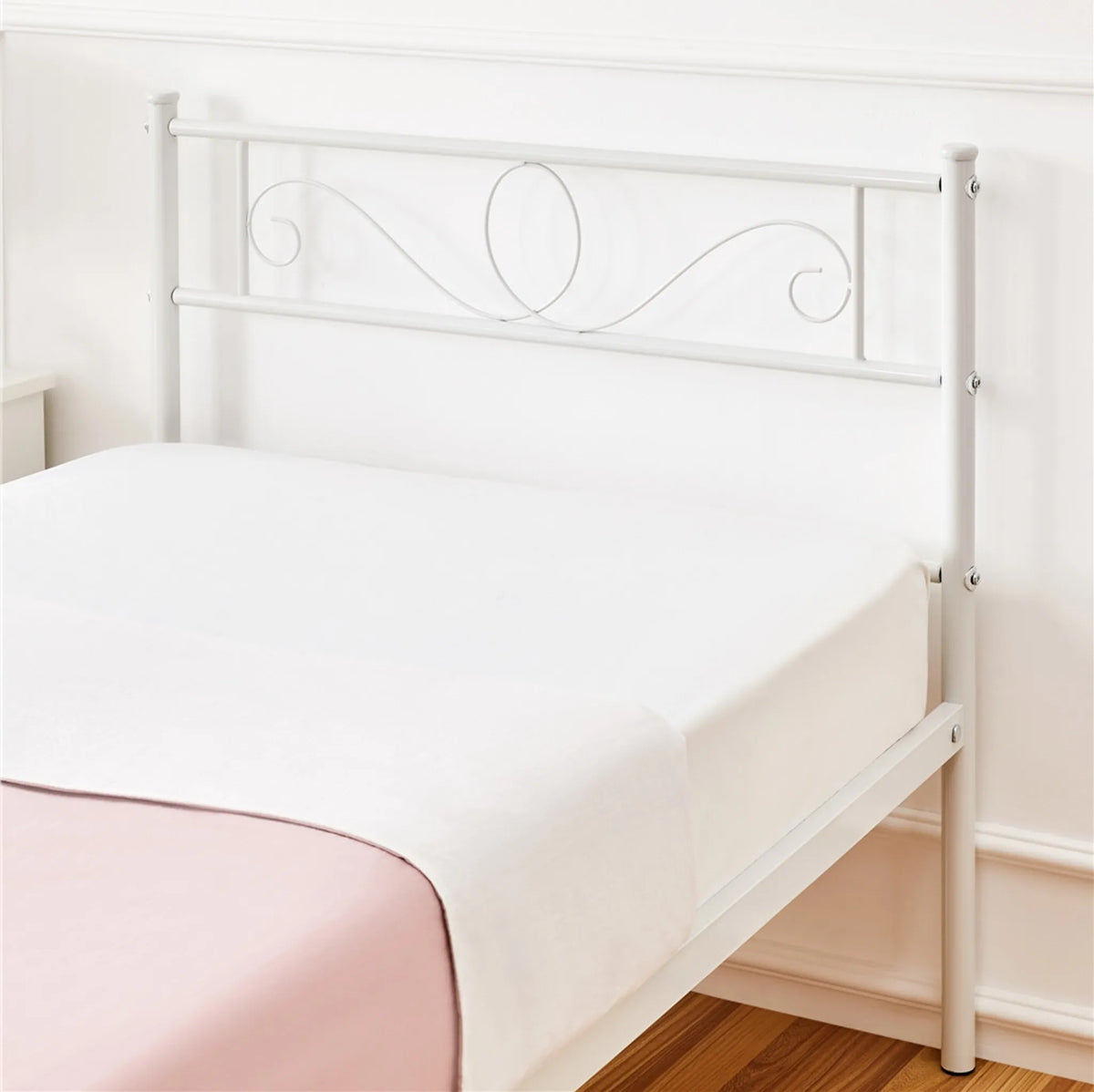 Yaheetech Einzelbett aus Metall mit Lattenrost – 196,5 x 96,5 x 88,5 cm – Weiß