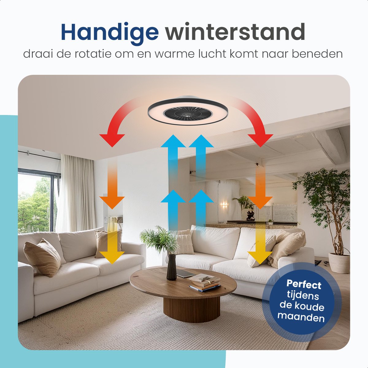 Gologi Deckenventilator mit Beleuchtung - Ã˜60 cm - LED RGBW - 6 Stufen - Schlafzimmer-Deckenleuchte - Deckenleuchte mit Ventilator - Mit Fernbedienung und App - Schwarz