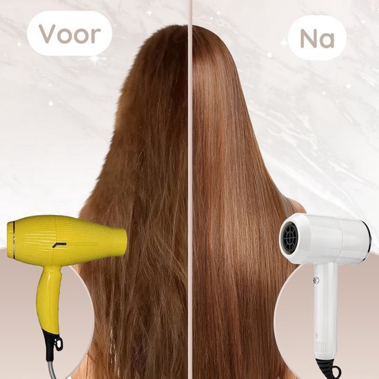 Sansbeauté® Haartrockner mit Diffusor - Ionen-Haartrockner - Bürste - Reisehaartrockner - 3 Aufsätze - Locken - Coolshot - 3 Stufen - Haartrockner mit Diffusor - Haartrockner - 2000W - Weiß