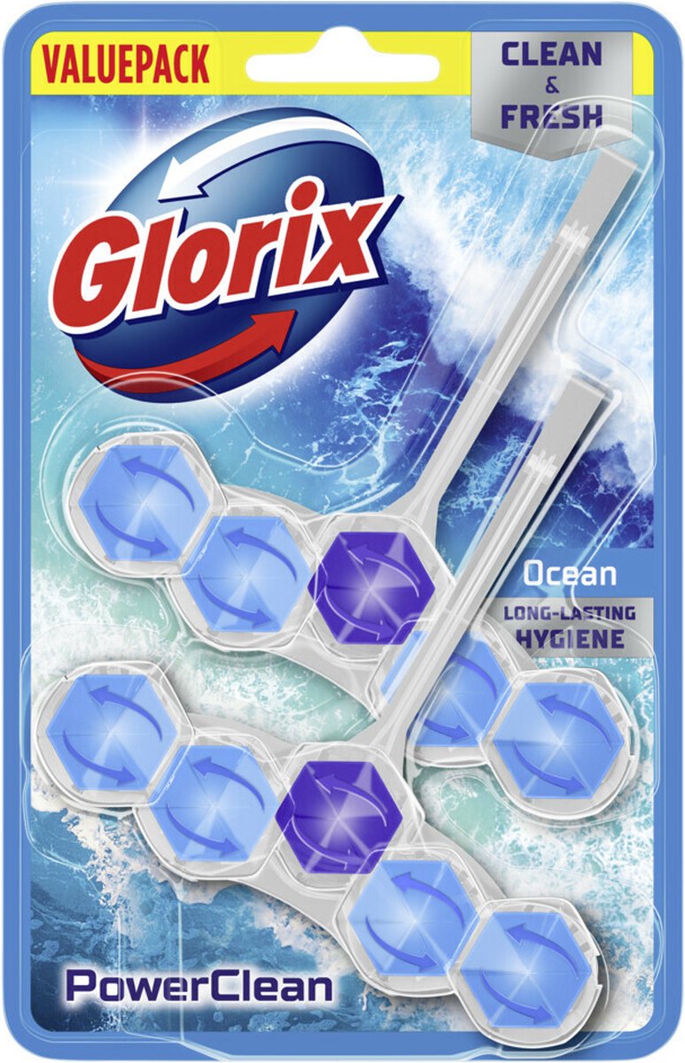 Glorix Toilettenstein Power Clean Ocean, 2 Stück