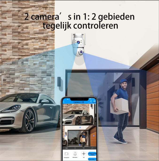 JOOAN Full-HD-Außenkamera mit drei Objektiven, Überwachungskamera für Convenience-Stores und Straßen, Personenverfolgung, 2G-, 4G- und 5G-WLAN-Smart-Kamera, H.265/H.264