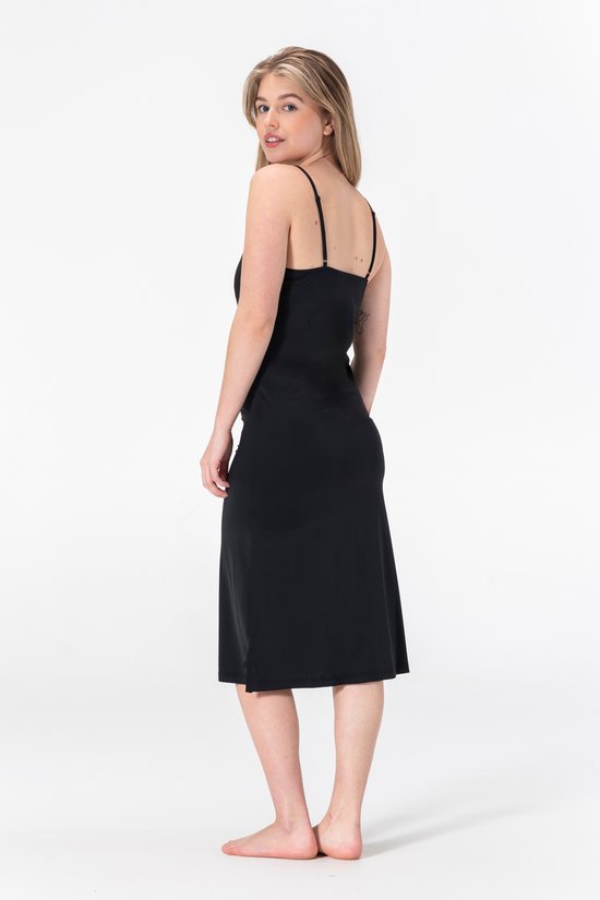 Damen Unterkleid - Nachtkleid - Schlafkleid - Antistatisch - Schwarz - Mikrofaser - Lang (120CM) - Größe L/XL