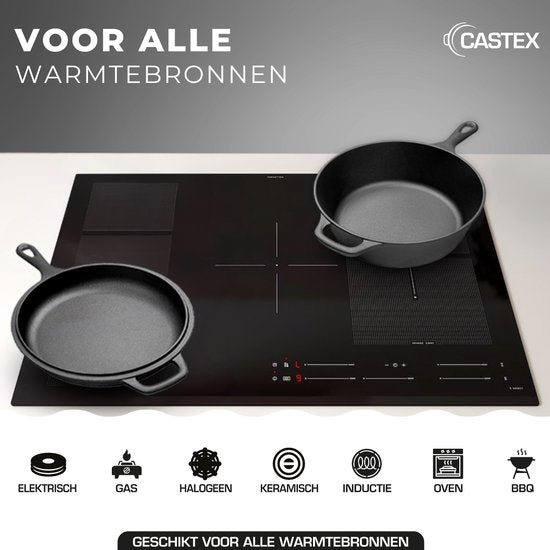 Castex Duocraft Gusseisen Pfanne - Kasserolle Induktion - Kasserollen - Eintopf Pfanne - Brot Pfanne Gusseisen - Simmer Pfanne
