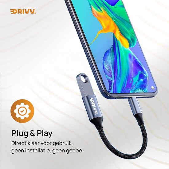 Drivv. USB-C-auf-USB-A-OTG-Adapter – USB-C-auf-USB-Konverter – USB-C-Adapter – Laptop – Smartphone – Grau