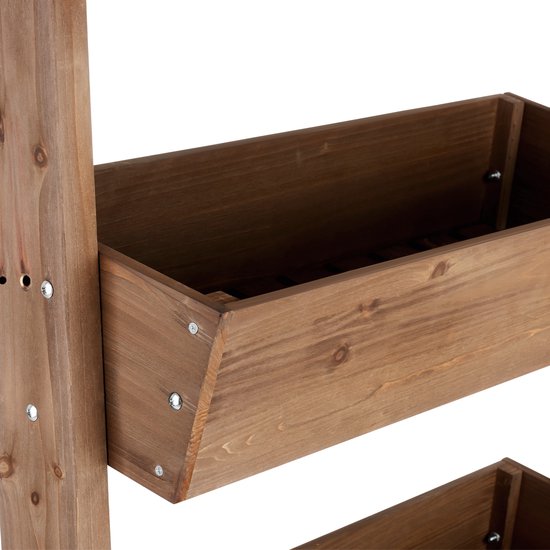 tectake® Vertical Garden Flora - Mit 4 Pflanzgefäßen für Blumen, Kräuter oder Gemüse - Braun - 85 x 45 x 140 cm - Gärtner für den Nutzgarten - Kippbare Blumenkästen aus lackierter Kiefer - Inklusive Vlies/Wurzeltuch - Wetterfest und stabil