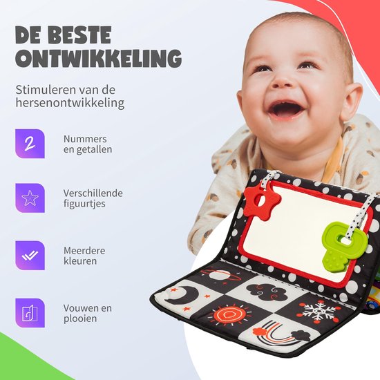 MontiPlay® Bauchtrainer Baby - Kussbuch Baby - Babyspielzeug 6 Monate - Lernspielzeug - Tummy Time - Montessori - Sensorik