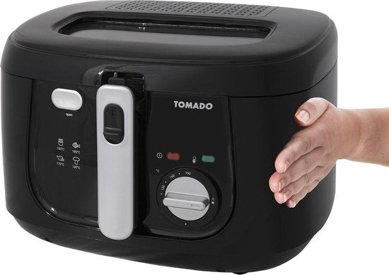 Tomado TDF2501B - Fritteuse - 2,5 Liter - Anti-Geruchsfilter - Kunststoff-Fritteuse - PFAS-frei - Schwarz