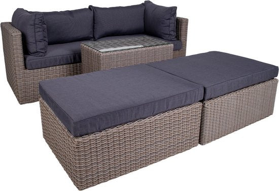 Rossi Lounge Set - Lounge Set in kubo-grau mit schwarzen Kissen