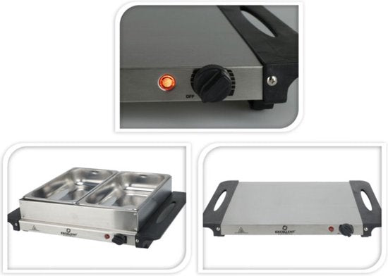 Buffetwärmer - Elektrisch - Mit 2 Edelstahltabletts