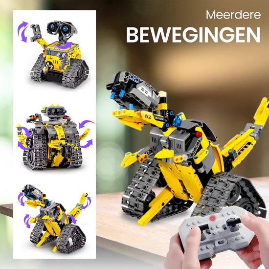 Qualitá® 3 in 1 Roboterbaukasten - Gelb - Roboterspielzeug für Kinder - Interaktiv - MINT & Lernspielzeug - Von 7-9 Jahren - Jungen - Programmierbar & steuerbar