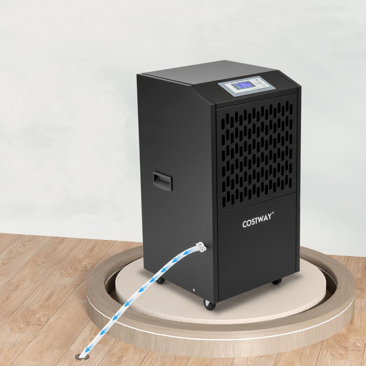 Coast Industrial Luftentfeuchter 118 L/Tag - 42,5x42x81,5 cm - Schwarz - Mit Ablassschlauch, 24h Timer & Rädern