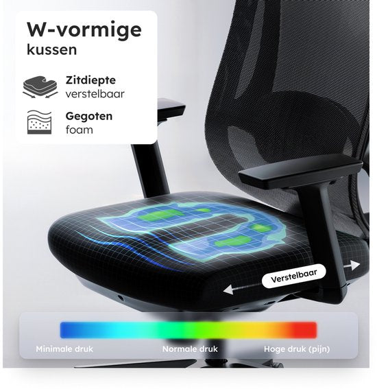 Roveo Ergonomischer Bürostuhl - Büro-Gaming-Stuhl - Spielstuhl für Erwachsene - Spielstuhl - Schwarz