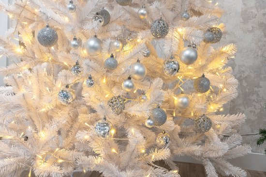 Weihnachtsgeschenke Weihnachtskugeln Set Silber - 100 Kunststoff Weihnachtskugeln - Verschiedene Ausführungen - Ã˜ 3/4/6 cm