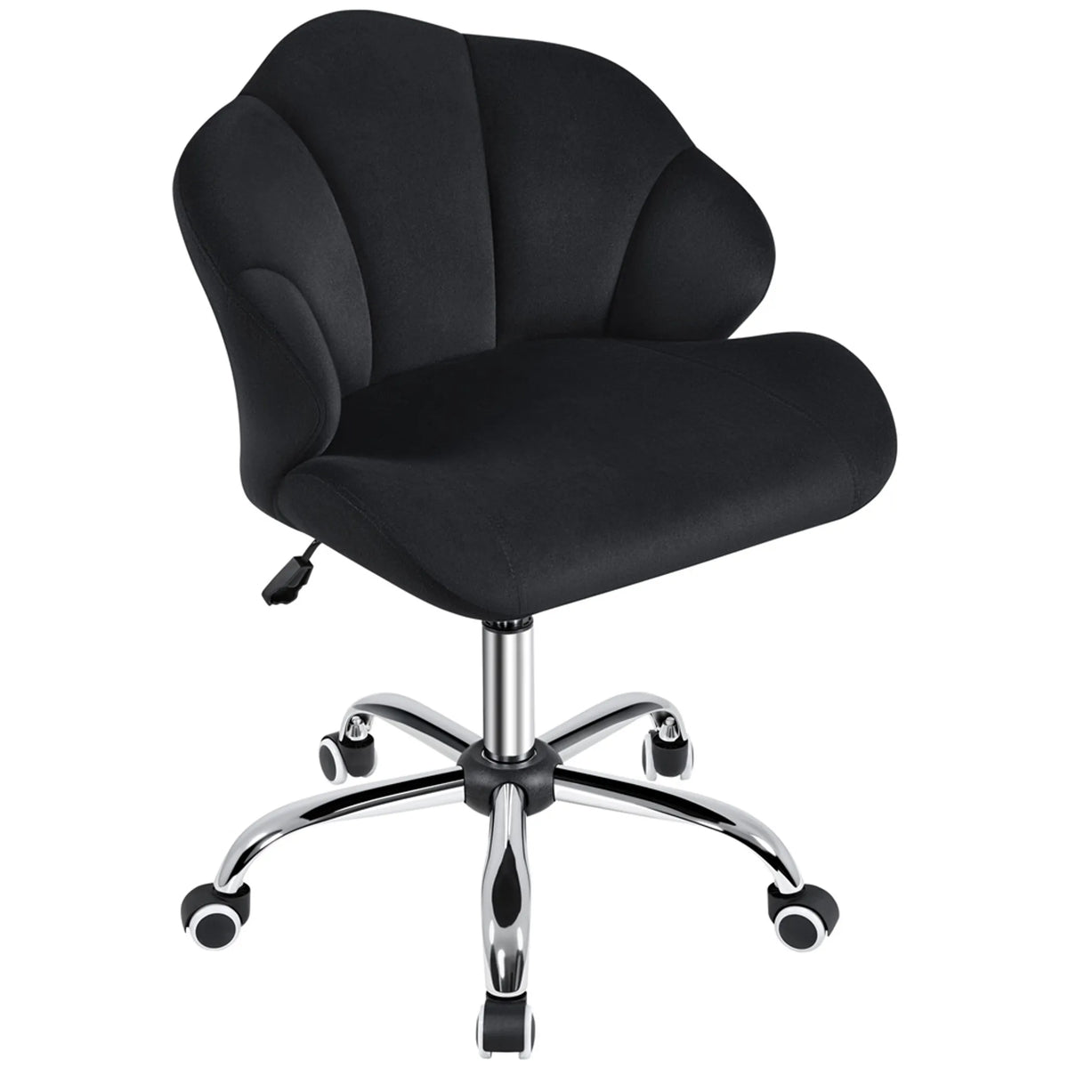 Yaheetech – Eleganter Drehstuhl im Muschel-Design, 76,5–86 cm – Schlichtes Schwarz – Polyester und Metall