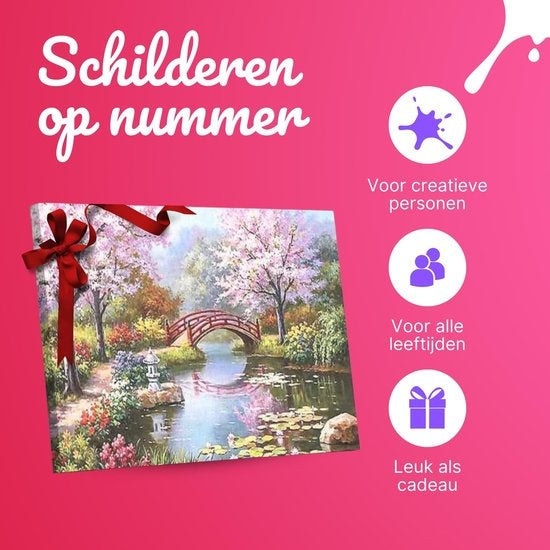RubyeÂ® Malen nach Zahlen Erwachsene - Japanischer Garten - Inklusive Pinsel - Leinwand Malerei Leinwand - Farbe nach Zahlen - 40x50cm