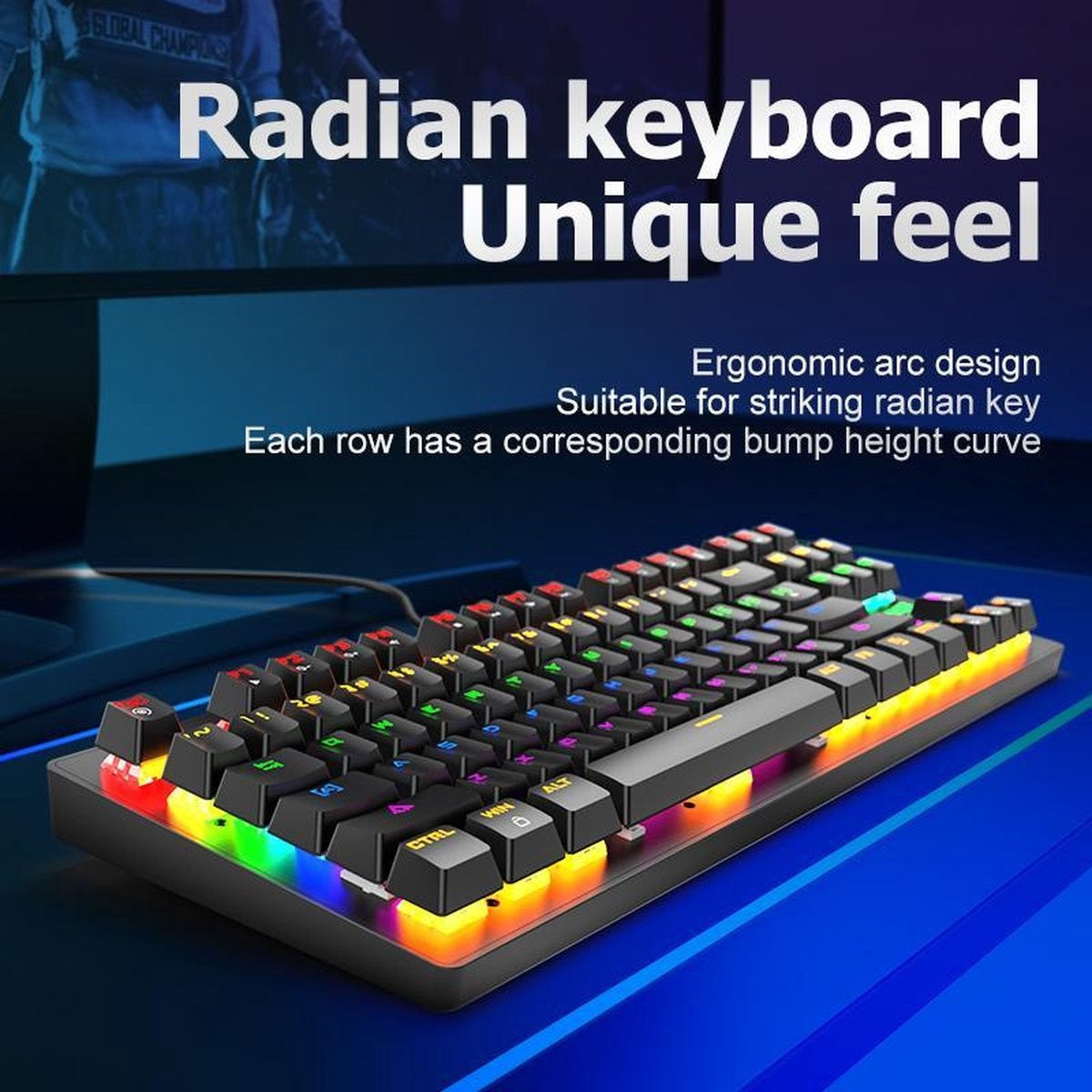 ZIYOULANG K2 RGB mechanische 87Tasten TKL Gaming Tastatur - Windows/Mac Spiele-Tastatur - blauer Schalter - Mechanische Tastatur - Anti-Ghosting Spiele-Tastaturen - Schwarz