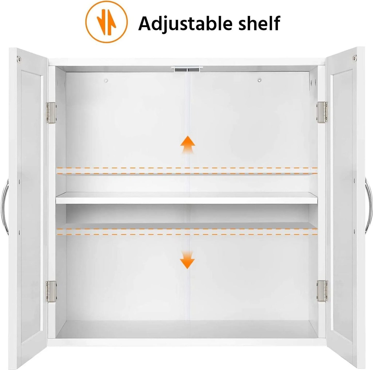 Yaheetech Hängeschrank mit 2 Türen - Mit höhenverstellbaren Einlegeböden und Metallbeschlägen und glatter Oberfläche - Für Bad, Küche und Schlafzimmer - Weiß E1 MDF - 59,5 x 31 x 59,5 cm