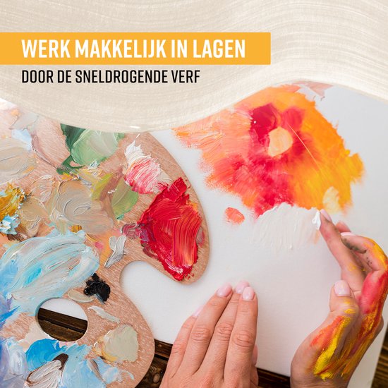 NAPI Acrylfarbe 24 Farben + 3 Pinsel - Gebrauchsfertig - Inklusive Farbkreis - Hobby-Farbset - Malen mit Acrylfarbe - 24 Tuben