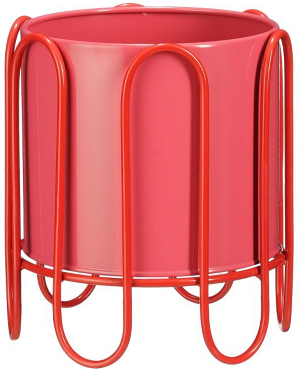 Mica Decorations Dione Blumentopf auf Ständer – Ø 23 x 21,5 cm – Metall – Rot/Rosa