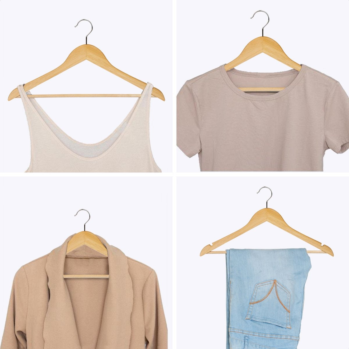 LifeGoods Kleiderbügel - Mit Hosenstange - Hartholz - Natürlich - 30 Stück