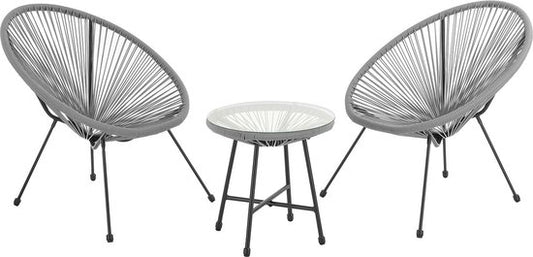 Polyrotan Balkonmöbel / Balkonset Ostana - 3 Stück - Hellgrau