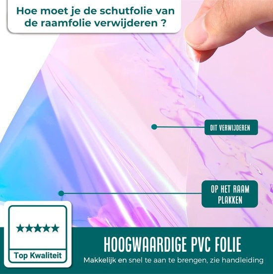 Homewell - Holografische raamfolie HR++ 90x200cm - Zonwerend & Isolerend - Statisch Zelfklevend - Zeepbel-effect