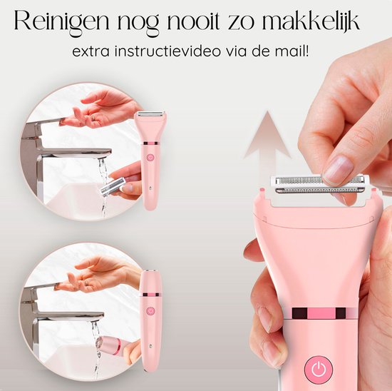Sansbeauté® 3-in-1 Damenrasierer - Für Gesicht, Achseln & Beine - Elektrisch - USB aufladbar - Pink