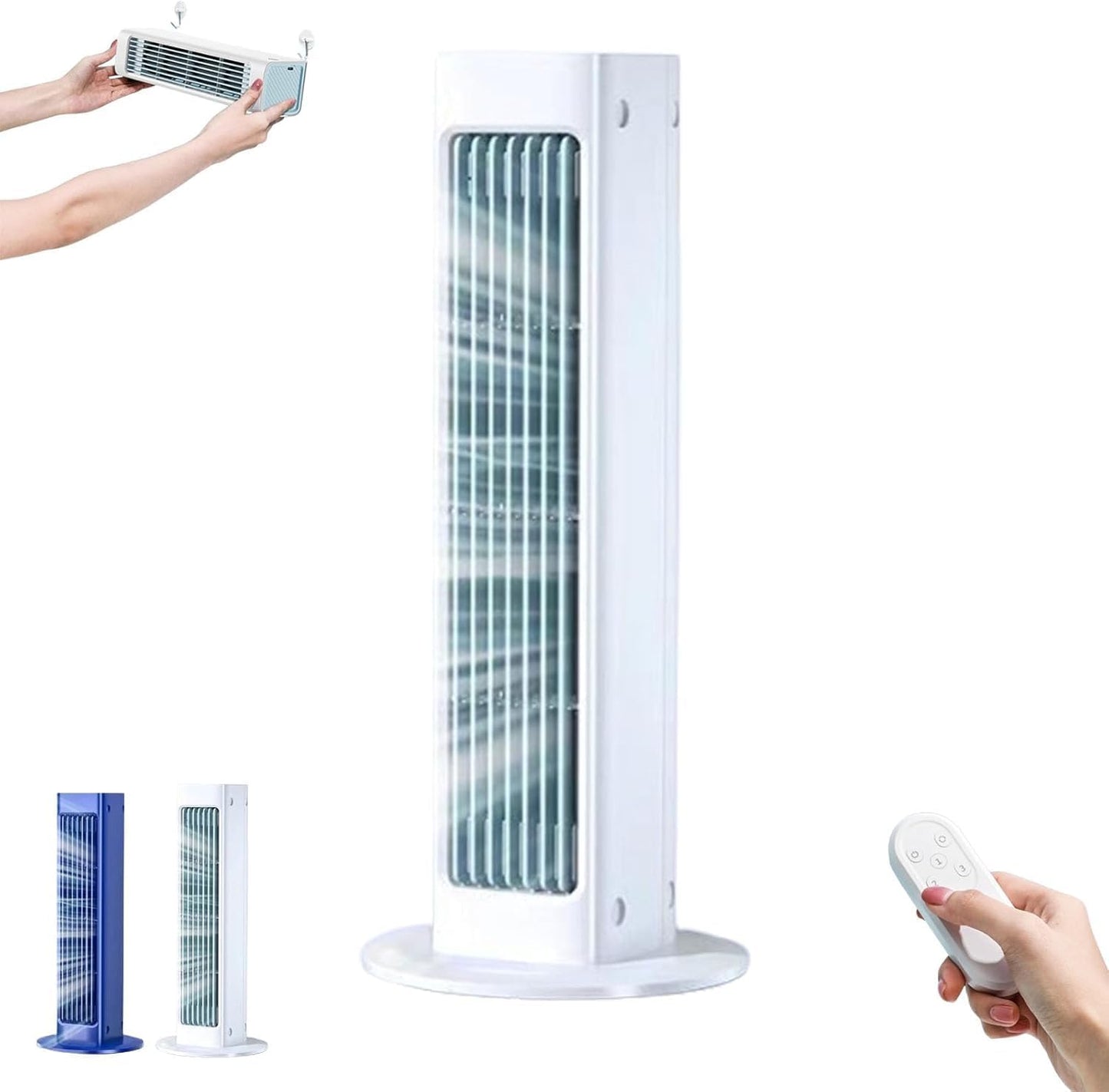 Breezmax Persönlicher Luftkühler – 360° tragbare Mini-Klimaanlage mit Fernbedienung – 4000 mAh, wiederaufladbar – 325 mm – Weiß