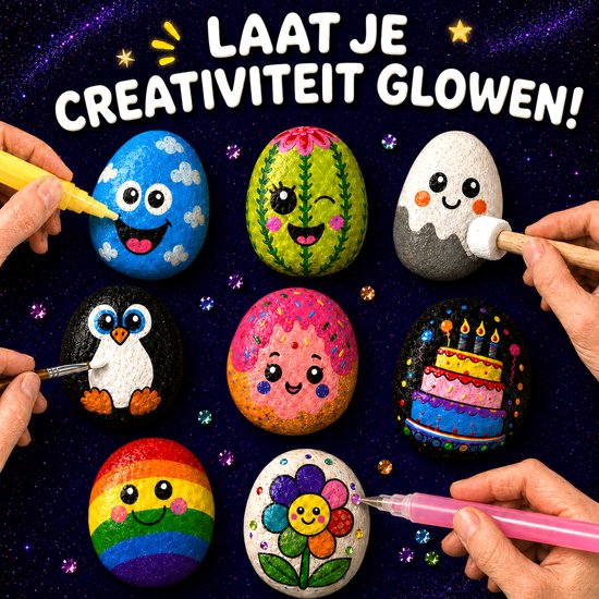 Vaive Steine bemalen, 2109-teilig – Glow-in-the-Dark-Happy-Stones-Bastelset – Basteln – Bastelset für Mädchen und Jungen – Bastelsets