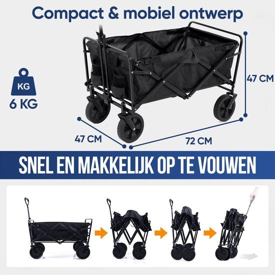 Avalo Wagon - faltbar - bis zu 90KG - 72x47x47 CM - 65L - 360Âº Räder - Schwarz