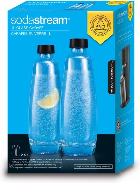 SodaStream Glaskaraffen 1 l, 2er-Pack | 2 Stück | Nur für das SodaStream DUO Sprudelgerät geeignet