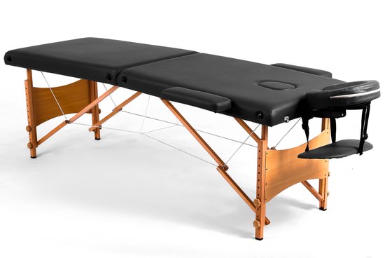 Fitby Massagetisch – Zusammenklappbarer Massagetisch – Behandlungstisch – Höhenverstellbar – 185 x 60 cm – Schwarz