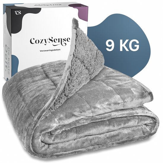 CozySense® Gewichtsdecke 9 kg - Gewichtsdecke - Gewichtsdecke - GLASS-Flow® Druckverteilung - 135x200 - Flanell Samt & Sherpa - Hypoallergen - Grau