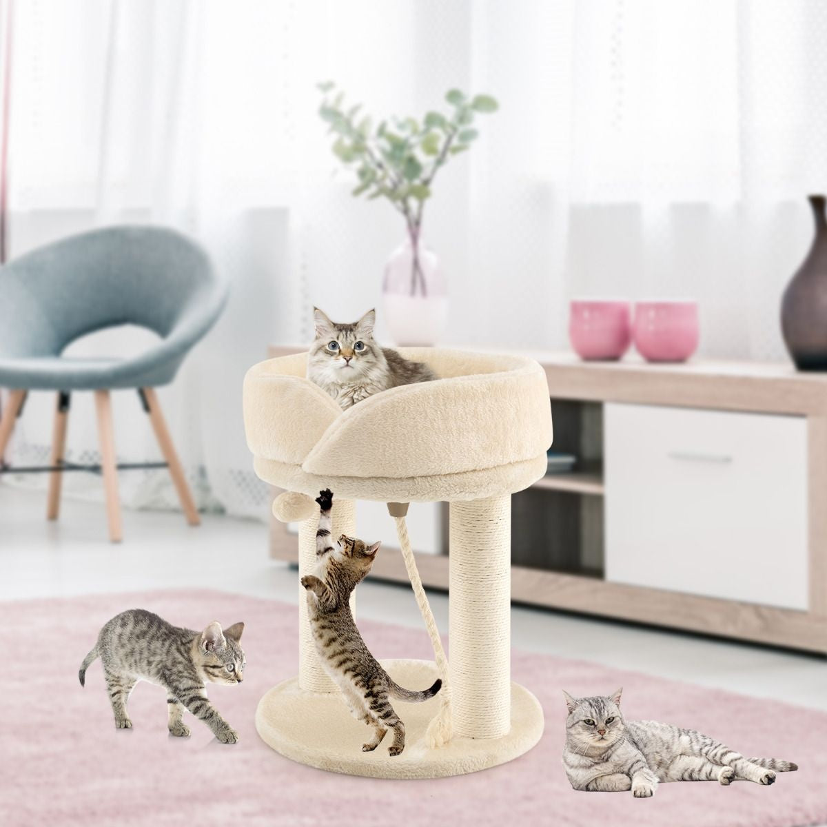 Coast Cat Tree Katzenkratzbaum Kratzbaum mit weichem Stuhl sistal Turm für Katzen beige