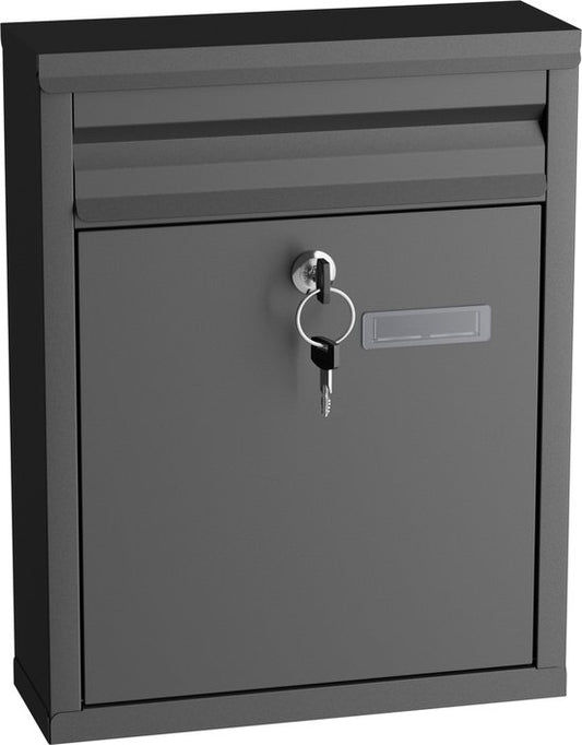 Avalo Briefkasten Schwarz Edelstahl - Wandbriefkasten - Inkl. Montagematerial & 2 Schlüssel