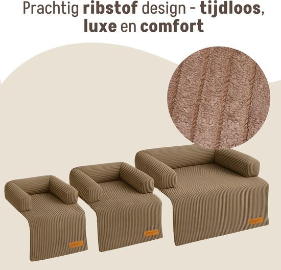 By Cee Cee Original Hundedeckenbank - Hundedeckenbank - Hundekorb - Premium - komplett mit Reißverschluss - Rippengewebe - Braun - 90x90 - Größe M