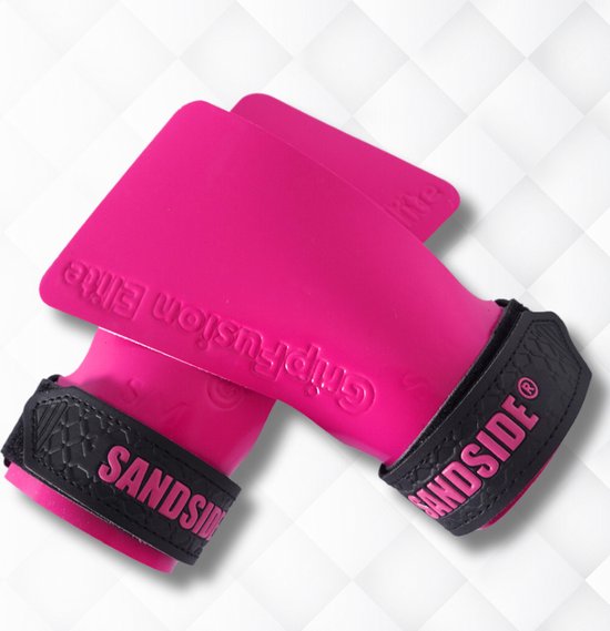 Sandside Grips Elite 2.0 - Sticky Hand Grips - Keine Kreide - Fitness Handschuhe - Fingerlose Griffe - Hot Pink S/M