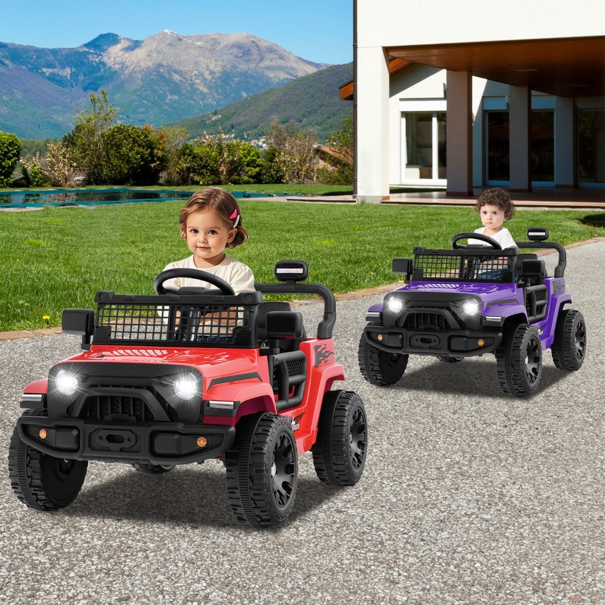 Coast Elektro-Kinderauto – mit Fernbedienung – Musik und Hupe – rot