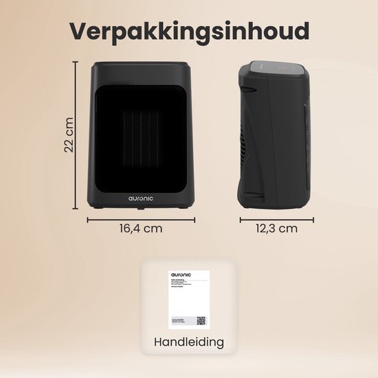 Auronic Heizlüfter Digital - Keramik-Heizgerät - Tragbar - 2000W Heizgerät - Schwarz