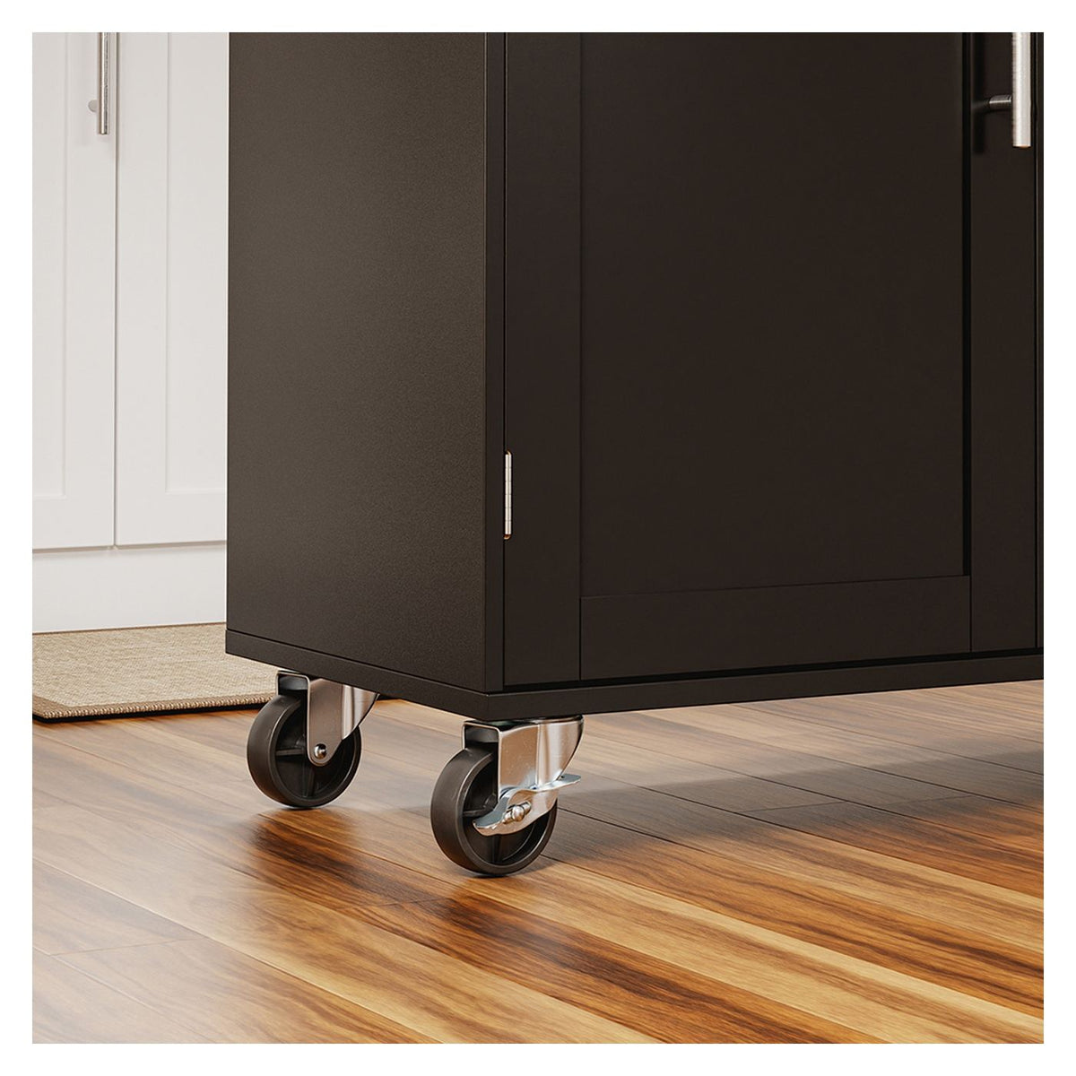 SoBuy Küchenwagen 99 x 40 x 84,3 cm – Schwarz – 2 Türen – Schublade – 4 Rollen