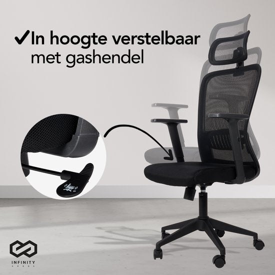 Infinity Goods Ergonomischer Bürostuhl - Bürostühle für Erwachsene - Vollständig verstellbar - Bürostuhl - Schwarz