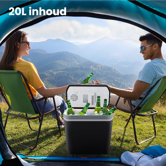 Auronic Elektrische Kühlbox 12 V und 230 Volt – 20 l – Camping-Kühlschrank – Auto – Kühlen und Heizen – Frigobox – Schwarz